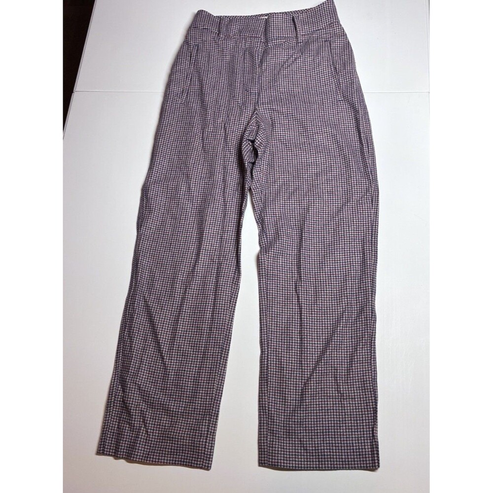 Wilfred trouser sz 00 brown Houndstooth Wool Blend Pants Straight Leg Pockets
